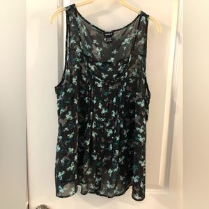 Torrid black and teal green tulip back sheer tank size 1